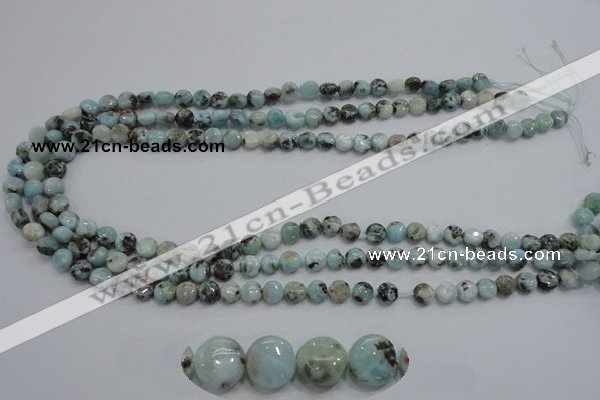 CLR34 15.5 inches 7mm flat round natural larimar gemstone beads