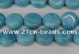 CLR360 15.5 inches 10mm flat round dyed larimar gemstone beads