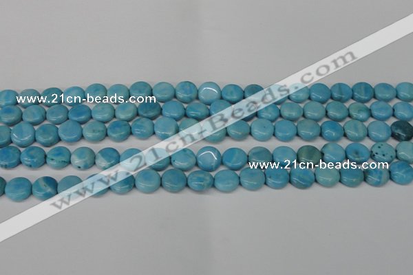 CLR360 15.5 inches 10mm flat round dyed larimar gemstone beads