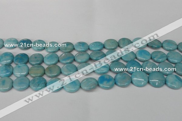 CLR362 15.5 inches 14mm flat round dyed larimar gemstone beads