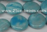 CLR364 15.5 inches 18mm flat round dyed larimar gemstone beads