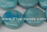 CLR366 15.5 inches 25mm flat round dyed larimar gemstone beads