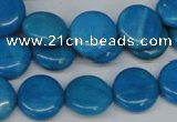 CLR411 15.5 inches 12mm flat round dyed larimar gemstone beads