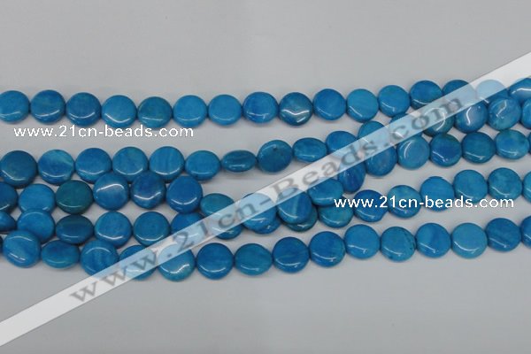 CLR411 15.5 inches 12mm flat round dyed larimar gemstone beads