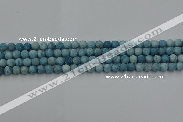 CLR611 15.5 inches 6mm round matte imitation larimar beads