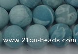 CLR614 15.5 inches 12mm round matte imitation larimar beads