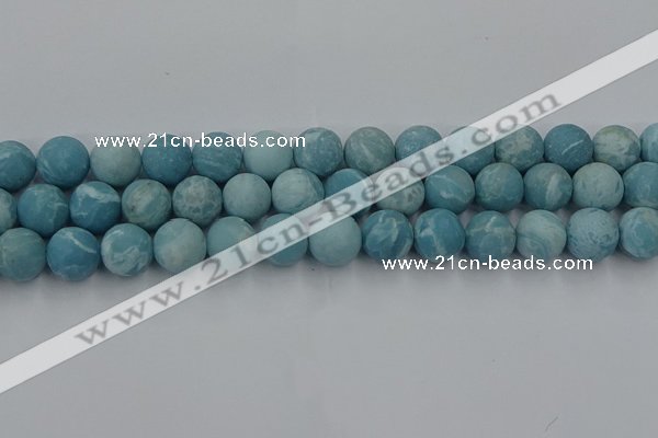 CLR614 15.5 inches 12mm round matte imitation larimar beads