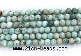 CLR621 15.5 inches 8mm round larimar gemstone beads