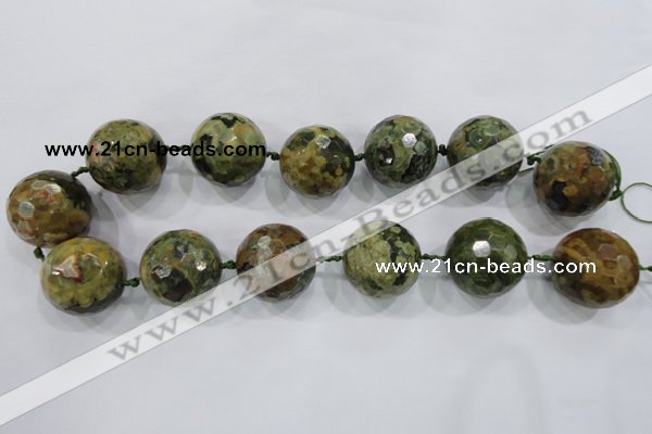 CLS05 15.5 inches 30mm faceted round large peacock gemstone beads