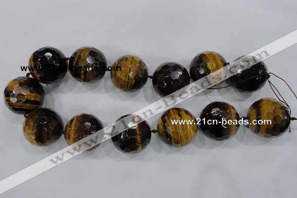 CLS06 15.5 inches 30mm faceted round large yellow tiger eye beads