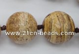 CLS101 15.5 inches 25mm faceted round large picture jasper beads