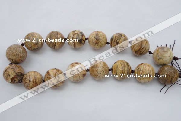 CLS101 15.5 inches 25mm faceted round large picture jasper beads