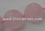 CLS103 15.5 inches 25mm faceted round large rose quartz beads