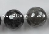 CLS105 15.5 inches 25mm faceted round large cloudy quartz beads