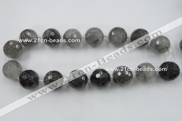 CLS105 15.5 inches 25mm faceted round large cloudy quartz beads