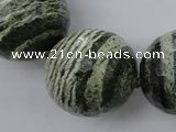 CLS11 15.5 inches 30mm faceted round large green silver line jasper beads