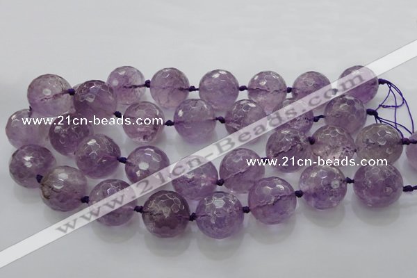 CLS110 15.5 inches 25mm faceted round large amethyst gemstone beads