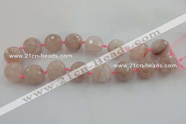 CLS111 15.5 inches 25mm faceted round large pink quartz beads