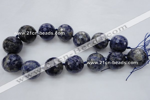 CLS14 15.5 inches 30mm faceted round large sodalite gemstone beads