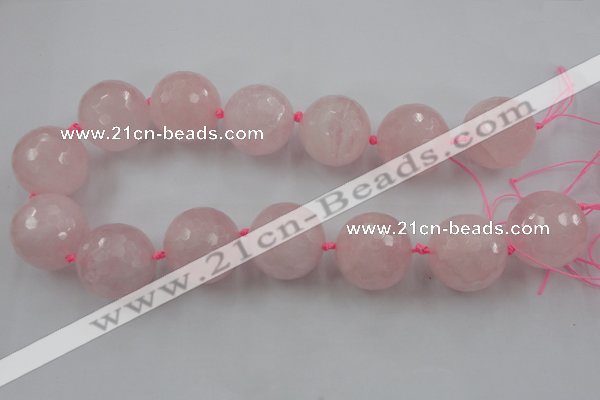 CLS15 15.5 inches 30mm faceted round large rose quartz beads