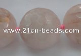 CLS16 15.5 inches 30mm faceted round large pink quartz beads