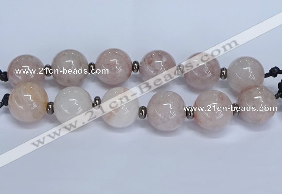 CLS250 7.5 inches 30mm round large pink quartz beads wholesale