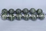 CLS254 7.5 inches 30mm round large green silver line jasper beads