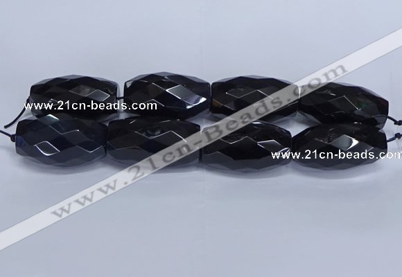 CLS401 7.5 inches 25*45mm faceted rice large black agate beads