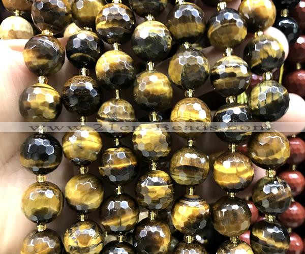 CLS425 15 inches 16mm faceted round yellow tiger eye beads