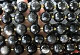 CLS435 15 inches 16mm faceted round silver obsidian gemstone beads