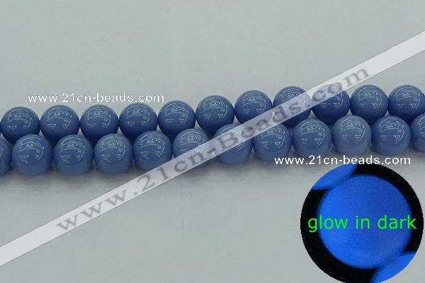 CLU105 15.5 inches 14mm round blue luminous stone beads