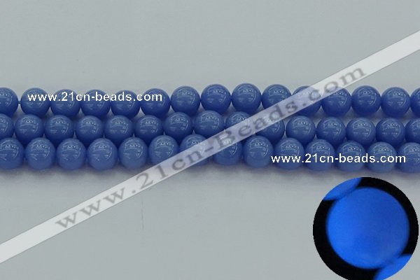 CLU113 15.5 inches 10mm round blue luminous stone beads