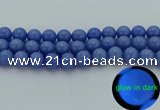 CLU115 15.5 inches 14mm round blue luminous stone beads