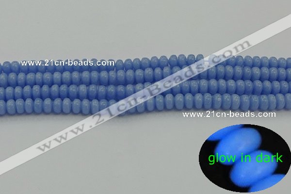 CLU120 15.5 inches 4*6mm rondelle blue luminous stone beads