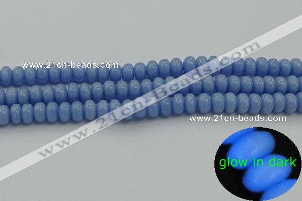 CLU121 15.5 inches 5*8mm rondelle blue luminous stone beads