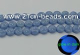 CLU133 15.5 inches 14mm flat round blue luminous stone beads