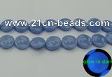 CLU136 15.5 inches 20mm flat round blue luminous stone beads