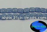 CLU155 15.5 inches 18*18mm square blue luminous stone beads