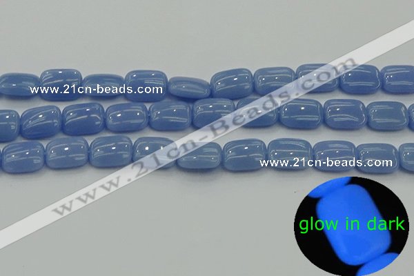 CLU161 15.5 inches 10*14mm rectangle blue luminous stone beads