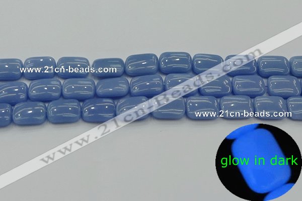 CLU162 15.5 inches 12*16mm rectangle blue luminous stone beads