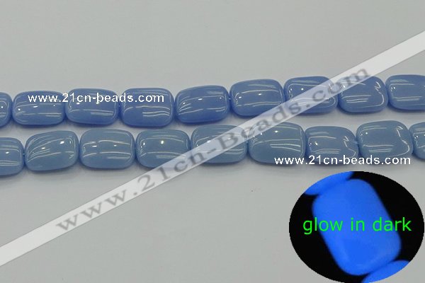 CLU167 15.5 inches 15*20mm rectangle blue luminous stone beads