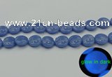 CLU174 15.5 inches 16mm flat round blue luminous stone beads