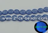 CLU175 15.5 inches 18mm flat round blue luminous stone beads