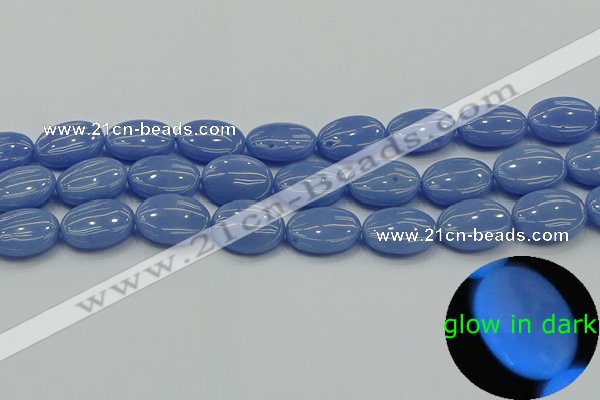 CLU183 15.5 inches 13*18mm oval blue luminous stone beads