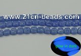 CLU191 15.5 inches 10*10mm square blue luminous stone beads