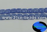 CLU195 15.5 inches 18*18mm square blue luminous stone beads