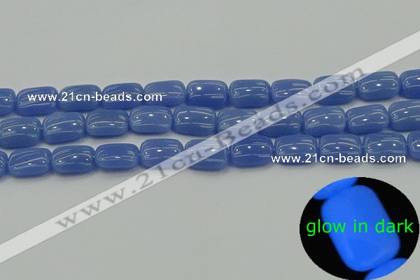 CLU201 15.5 inches 10*14mm rectangle blue luminous stone beads