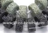 CLV05 14 inches 7*15mm flat round natural lava beads wholesale