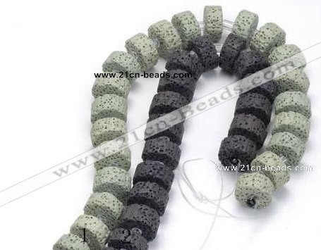CLV05 14 inches 7*15mm flat round natural lava beads wholesale