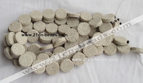 CLV17 14 inches 6*21mm coin milk white natural lava loose beads